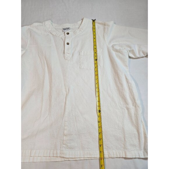 King Size Mens Big Size 3XL White 100% Cotton Henley Shirt W/ Pocket - Picture 10 of 16